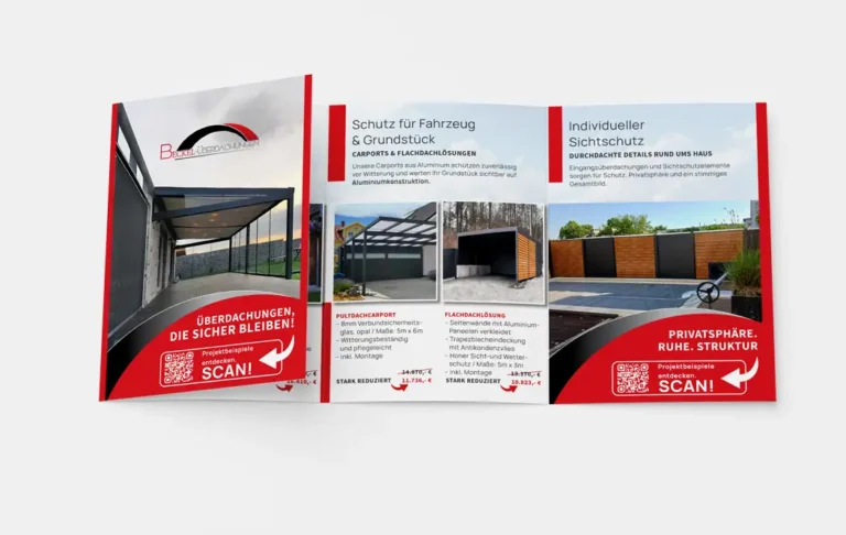 Folder für Überdachungsfirma, achtseitig